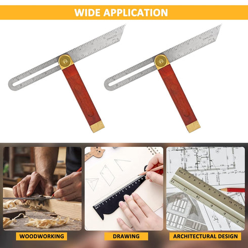 9 Inch Multi Angle Sliding T-Bevel Angle Ruler Protractor, 360 Degree Adjustable Ruler Gauge Measurement Tool with Hardwood Handle (Metric & Imper...