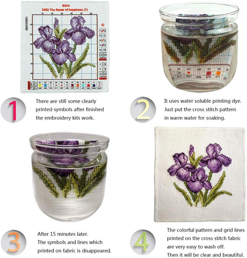 Printed Cross Stitch Kits 11CT 9X9 inch 100% Cotton Holiday Gift DIY Embroidery Starter Kits Easy Patterns Embroidery for Girls Crafts DMC Stamped...