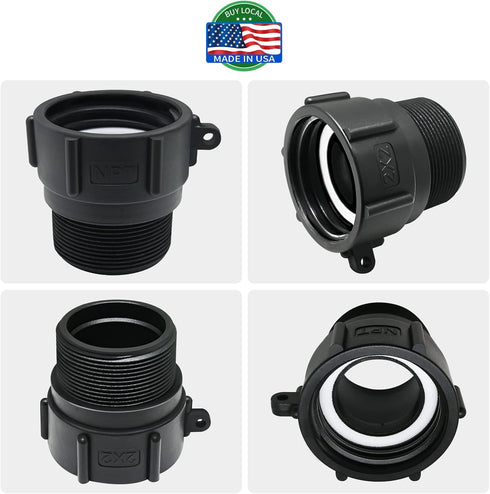 275 330 Gallon IBC Tote Adapter 2" Female Buttress Coarse Thread x 2" Male NPT Pipe Thread IBC Tote Connector Food Grade Water Tank Adapter (2)...