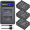 Tectra 3-Pack AHDBT-301 Hero3 Replacement Battery + LCD Dual Charger for GoPro Hero 3, GoPro Hero 3+, AHDBT-301, AHDBT-302 Cameras...