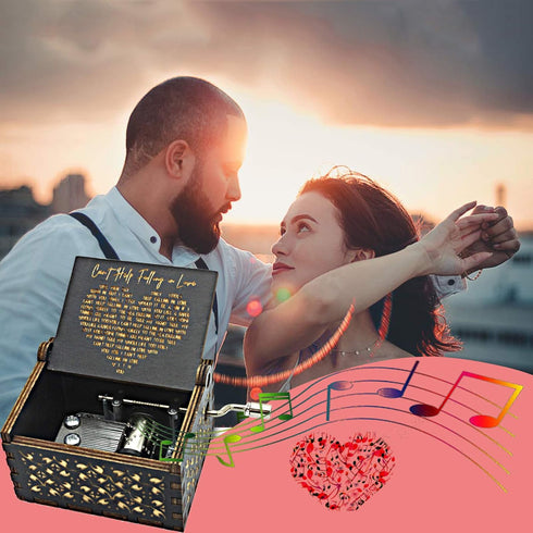 Can't Help Falling in Love Wood Music Box, Antique Engraved Musical Boxes Case for Love One Wooden Music Box - Gifts for Lover, Boyfriend, Girlfri...