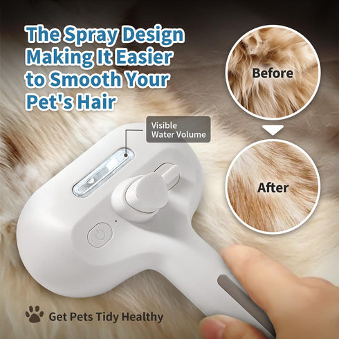 Cat Steam Brush for Shedding, 3 In 1 Self Cleaning Steamy Pet Brush Anti-Static Flying Hair Spray Cat Brush for Long and Short Hair Pets Grooming ...