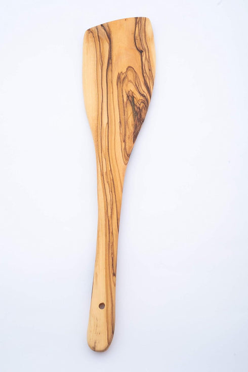 Handcrafted Olive Wood Cooking Spoon & Spatula (12 Inch Set of 2 Pieces) Carved by Talented Artists in Bethlehem, Practical Wooden Utensils Last f...