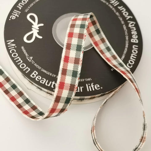 Micomon Gingham Ribbon - Red & Green Checkered Christmas Ribbon, 25 Yards Each Roll, 100% Polyester (3/8")...