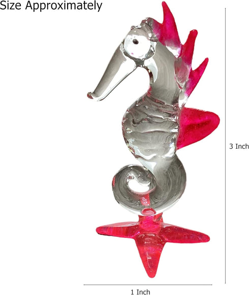 Garden Deco Glow in The Dark Blue Sea Horse Hand Blown Art Glass Figurine Ornament Sculpture...