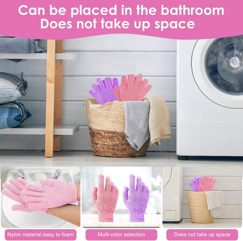 Sibba Bath Gloves for Shower Natural Loofah Exfoliating Wash Gloves for Body and Face, Dead Skin Remover, Double Sided Microfibre Shower Body Glov...