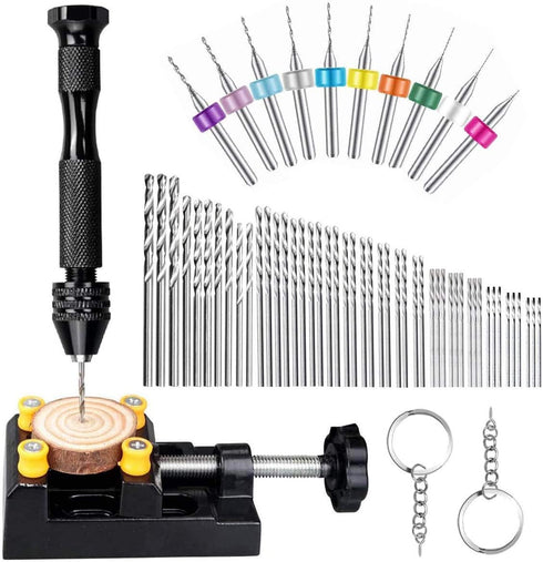 62 Pieces Pin Vises Hand Drill Bits Set Micro Twist Manual Rotary Hobby Drill Tools with Clamp for Jewelry Making, Craft Carving, DIY, Woodworking...