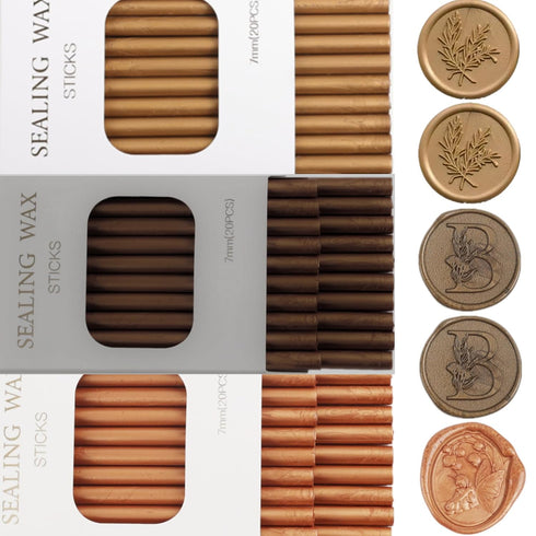 Antique Gold Wax Seal Sticks, ONWINPOR 60pcs Copper Glue Gun Wax Sealing Sticks for Wax Seal Stamp, Bronze Gold Wax Seal Sticks Sealing(60, Dark B...