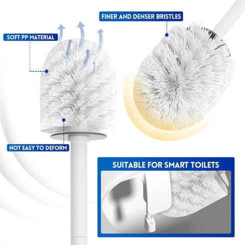 Toilet Bowl Brush and Holder Set, Compact Toilet Scrubber Brush for RV and Bathroom Cleaning, Durable Classic 360°PP Bristle, Drip-Proof, Wall Mou...