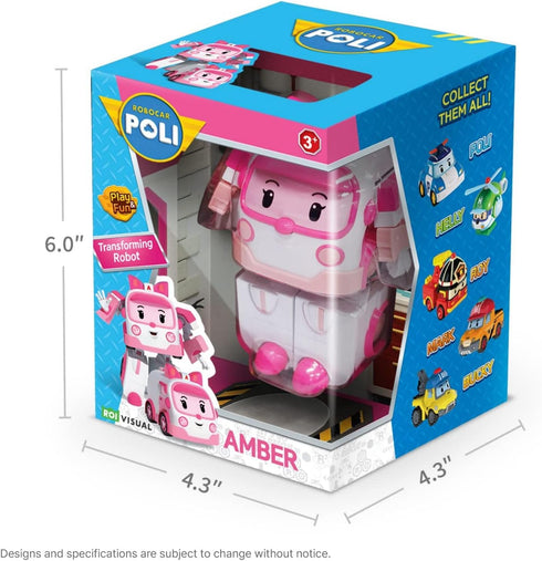 Robocar Poli Amber Transforming Robot, 4" Transformable Action Toy Figure Vehicles Gift Guide for Kids, Emergency Vehicle Playset, Holiday Birthda...