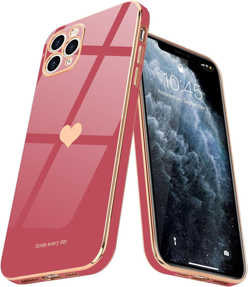 Teageo for iPhone 11 Pro Max Case for Girl Women Cute Love-Heart Luxury Bling Soft Back Cover Raised Full Camera Protection Bumper Silicone Shockp...