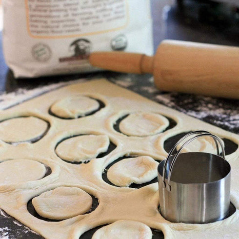 5Pcs Biscuit Cutter Set, Stainless Steel Round Cookies Cutter Fondant Cutters with Handle for Cutting Thick or Thin Dough Stainless Steel Baking T...