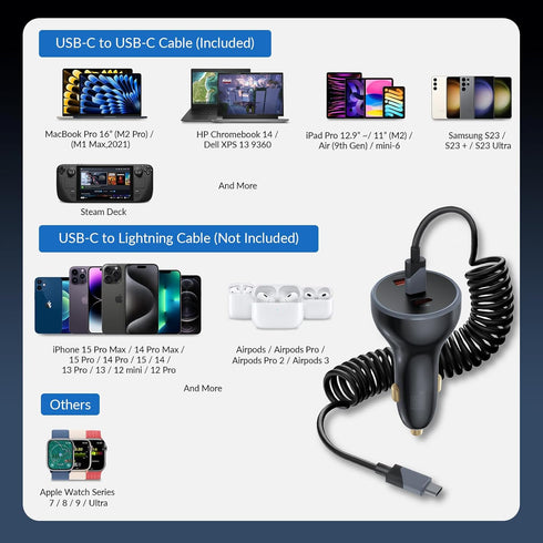 Car Charger, 160W USB C Car Charger, 3 Ports QC5.0 PD3.1 PPS Fast Charging, Car Phone Charger Adapter, Compatible with Smartphones PC Tablets...