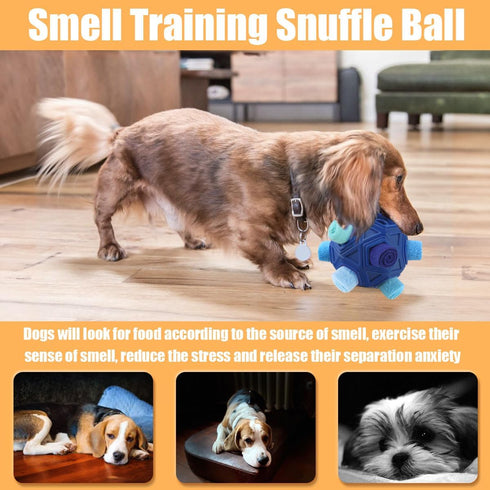 Dog Snuffle Ball-Interactive Puzzle Dog Toys Encourage Natural Foraging Skills Slow Feeder for Training and Stress Relief, Cloth Strip Hiding Food...