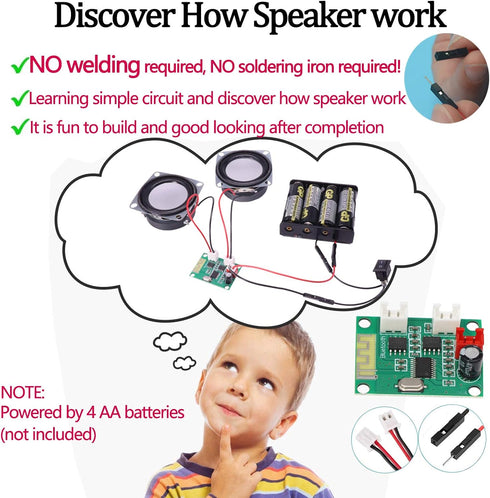 DIY Bluetooth Speaker Box Kit Electronic Sound Amplifier - Build Your Own Portable Wood Case Bluetooth Speaker Sound - Science Experiment and STEM...