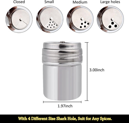 Seasoning Bottle Outgeek 3Pcs Shaker Spice Bottle Airtight Spice Shaker with Top Rotatable Seasoning Shaker Kitchen Gadget (Silver)...