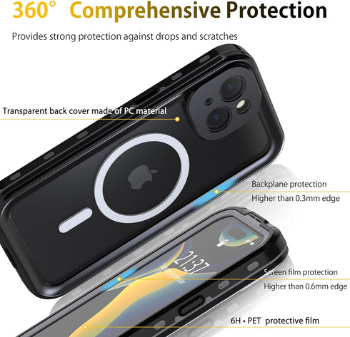 for iPhone 15 Case Waterproof,Full-Body Shockproof,Dustproof, Anti-Scratch, Anti-Stain,Camera Lens Protector Phone Case with Build-in Screen Prote...