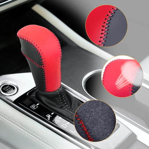 Compatible with DIY Genuine Leather Gear Shift Knob Cover Interior Accessories Protective Cover Decoration for Nissan Altima 2019 2020 2021 2022 B...