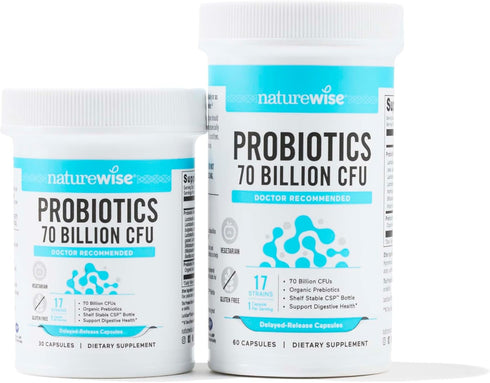 NatureWise Probiotics 70 Billion CFU - 17 Strains + Organic Prebiotics - Immune, Digestive & Gut Health Probiotics for Women & Men - Vegetarian, G...