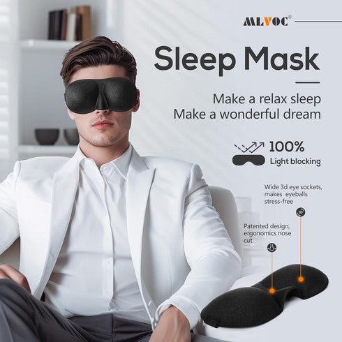 MLVOC Travel Pillow 100% Pure Memory Foam Neck Pillow, Comfortable & Breathable Cover, Machine Washable, Airplane Travel Kit with 3D Contoured Eye...