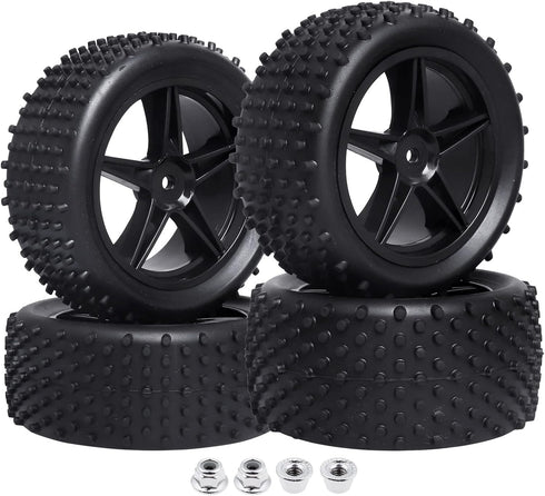 Hobbypark Front and Rear Tires & Wheels Set 12mm Hex Hubs Foam Inserts for Redcat HPI Exceed RC 1/10 Off Road Buggy Tyre (4-Pack)...