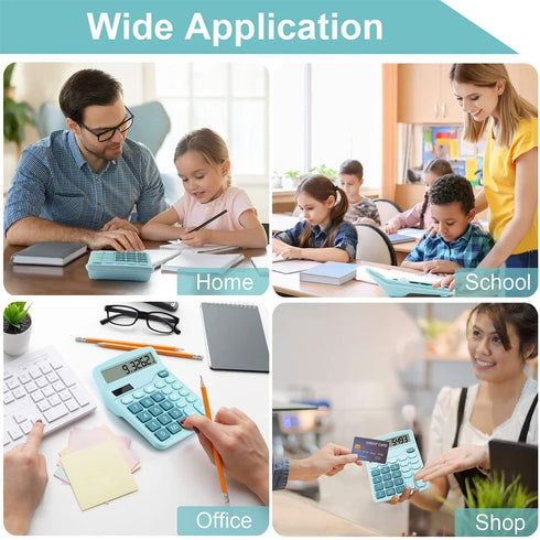 Office Calculators Desktop, 12-Digit Dual Power Cute Calculator with Large LCD Display Big Button for Office Home and School (Blue)...