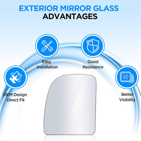 BDFHYK Driver Left Side Upper Mirror Glass Compatible With F-250/350/450/550, Econoline, Excursion, E-Series Side View Exterior Mirror (Left Upper...