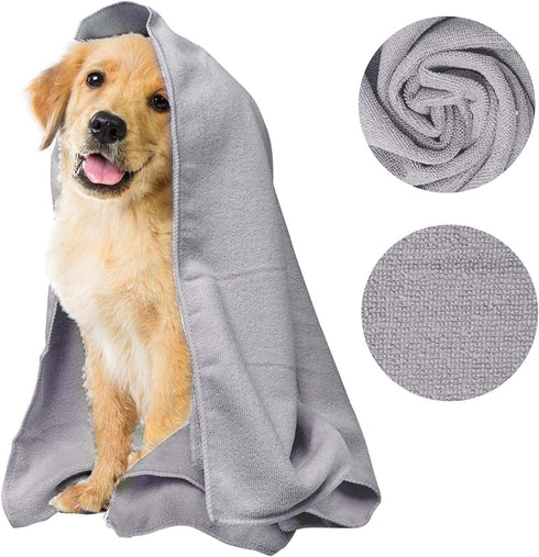 My Doggy Place - Super Absorbent Microfiber Towel - Dog Bathing Supplies - Microfiber Drying Towel - Washer Safe - Light Grey - 45 x 28 in - 1 Pie...