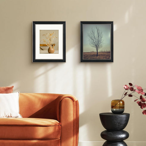 Golden State Art, 11x14 Photo Frame with Mat for Pictures 8x10 and Real Glass (Silver-Beige with Black-Dark Brown Inner Panel & Pewter Panel with ...