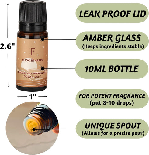 Folkulture Fragrance Oils for Diffuser, Set of 6 Essential Oils Set for Diffusers for Home, Diffuser Oil Scents - Lavender Palo Santo Rose Geraniu...