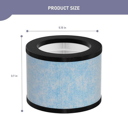 DH-JH01 True HEPA Replacement Filter Compatible with AROEVE MK01 MK06 MG01JH, TZ-K1 and Kloudi DH-JH01 Air Cleaner Purifier, Pack of 2...