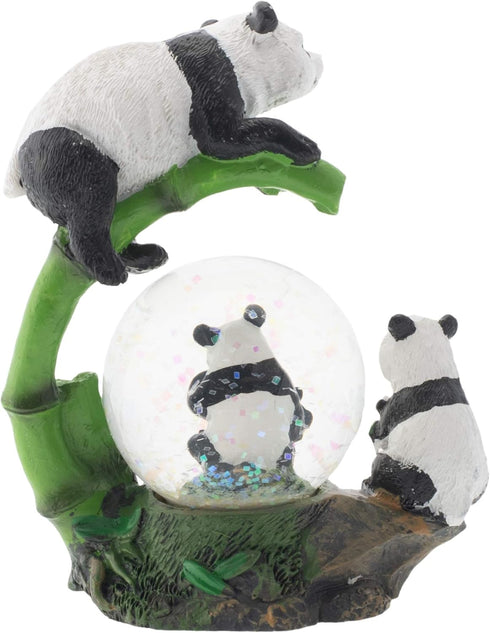 Elanze Designs Panda Bear Family China Magical Whimsical Tabletop Dresser Nightstand Figurine Miniature 45MM Sturdy Polyresin Glitter Water Snow G...