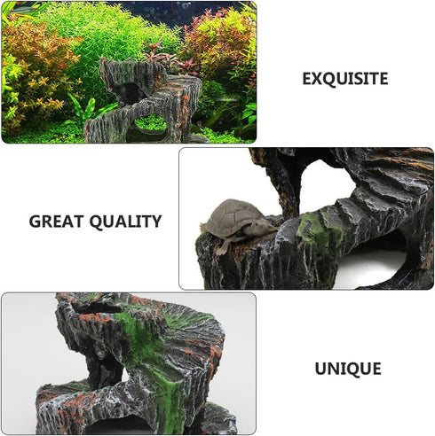 Housoutil 1pc Turtle Terrace Tortoise Tank Decoration Fish Tank Hiding Cave Aquarium Cave Model Aquarium Landscaping Tool Aquarium Supplies Fish T...