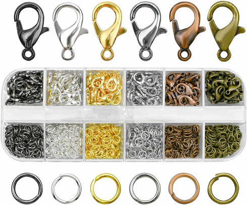 Lobster Claw Clasps & Open Jump Rings for Jewelry Making Necklace Bracelet Chain Jewelry Findings Kit Silver Gold Jewelry Ring Clasp Jump Clasp Ri...