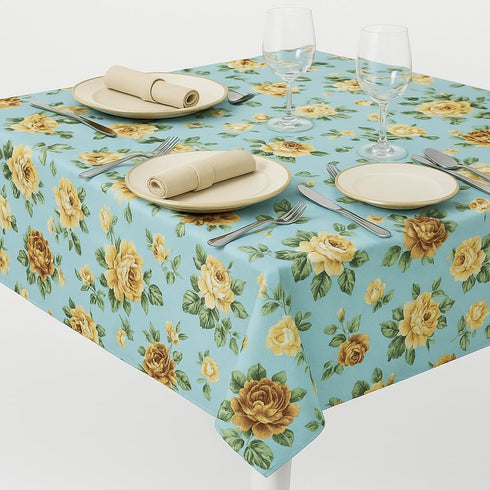 Sana Enterprises Tablecloth Polyester Fabric, Stain and Wrinkle Resistant, for Dining, Kitchen, Parties, Buffet, Weddings or Everyday Use. Seats 1...