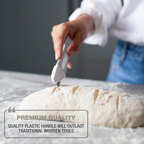 Bread Lame - Bread Scoring Tool - Set of 10 Stainless Steel Blades - Bakers Dough Scorer - Best Sourdough Bread Baking Supplies...