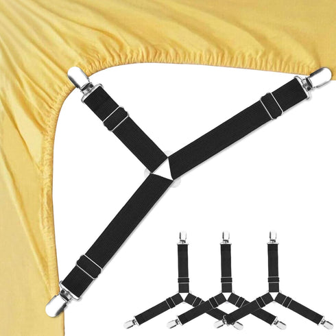 Foloda Sheet Holders, 4 pcs Adjustable Bed Sheet Straps, Fitted Sheet Holder Clips Fasteners Suspenders Gripper Locker Scrunchie for Bed Mattress ...
