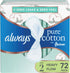 Always Pure Cotton Feminine Pads for Women, FlexFoam Pads with Wings, Size 2, Heavy Absorbency, Unscented, 72 Count (3 Packs of 24)...