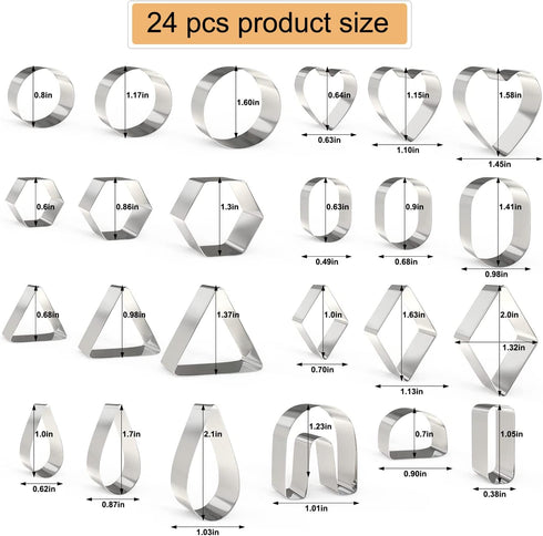 24 pcs Polymer Clay Cutters kit Clay Molds polymer clay cutters for jewelry making 10 Shapes of Clay Cutters with Earring Cards, Earring Hooks, Ju...