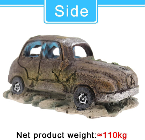 Create idea Aquarium Fish Tank Decor Ornament Resin Imitation Accident Car Landscape Terrarium Home Interior Decorating Accessories 12x7x7cm Brown...