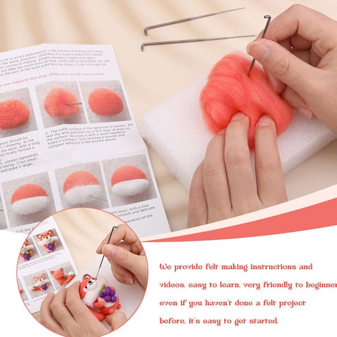 Dorisble Needle Felting Kit, Doll Making Wool Needle Felting Starter Kit with Instruction,Felting Foam Mat and DIY Needle Felting Supply for DIY C...