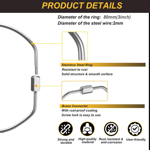 CrocSee 3 Inch Diameter Stainless Steel Threaded Locking Key Rings, Keychain Ring Organizer with Screw Lock, Keyring Holder...