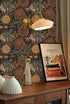 HAOKHOME 93291 Wallpaper Peel and Stick Floral Boho Brown/PeachPuff/Green Retro Wall Decor Bathroom Removable Mural 17.7in x 6.6ft...