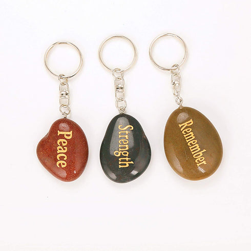 12pcs Engraved Inspirational Keychains, Natural River Stone Key Rings, Wholesale Faith Rocks, Novelty Healing Stone Key Chain Bulk, Assorted Sayin...