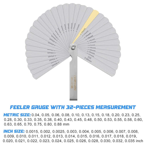 Weewooday 3 Pieces Stainless Steel Feeler Gauge Dual Marked Metric Offset Valve Thickness Gauge 32-Pieces/ 26-Pieces/ 16-Pieces Feeler Gauge for M...