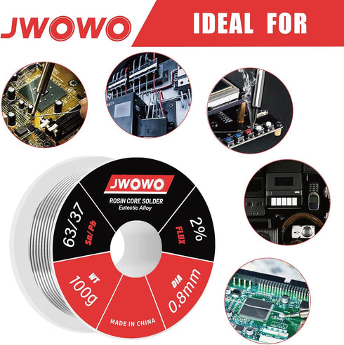 Rosin Core Solder Wire for Electrical Soldering(0.8mm/100g),By JWOWO...
