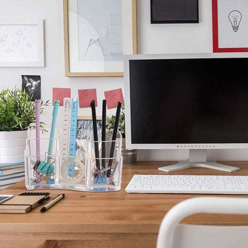 Tbestmax 6 Slot Acrylic Makeup Brushes Holder Organizer, Clear Eyebrow Pen Container Cosmetics Storage...