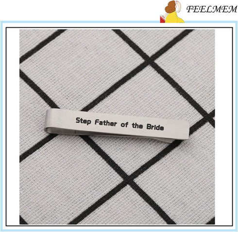 FEELMEM Step Father of The Bride Gifts Stepdad Wedding Gift DNA Does Stainless Steel Tie Clips Gift For Stepfather From Bride...