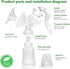Manual Breast Pump, Silicone Hand Pump for Breastfeeding, Small Portable Manual Breast Milk Catcher, Baby Feeding Pumps & Accessories, White, Moth...
