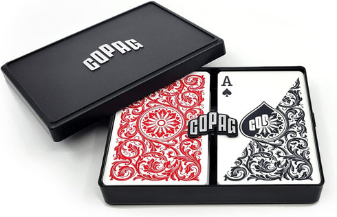 Copag 1546 Design 100% Plastic Playing Cards, Bridge Size (Narrow) Red/Black Double Deck Set (Regular Index)...